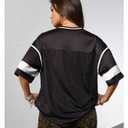 RoseSeek Women's Y2k Football Jersey Shirts V Neck Mesh Oversized Tshirts (Black, XS)