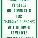 Unauthorized Vehicles Will Be Towed Sign - Parking Electric Vehicle Charging and EV Metal Sign 12 x 16 Inches For Wall or Fence