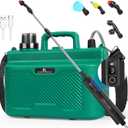 2 Gallon Electric Sprayer, Battery Powered Garden Sprayer with 3 Adjustable Speed, Automatic Water Pump Weed Yard Lawn Sprayer with 4 Mist Nozzles, USB Rechargeable Handle, Retractable Wand for Plants