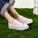 ZGR Womens White Tennis Shoes for Women,Lace up Canvas Sneakers,Casual Walking Canvas Shoes(Pink.US8)
