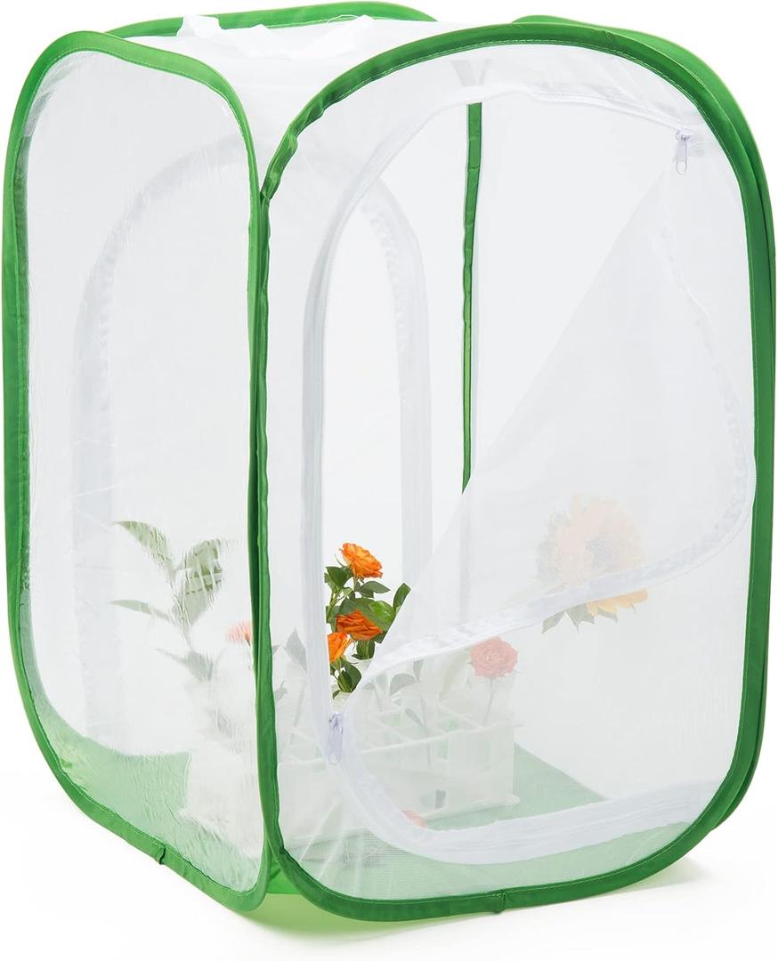 Two Doors Monarch Butterfly Habitat, Insect Mesh Cage, Caterpillar Enclosure Terrarium Pop-up (15.7 X 15.7 X 24 Inches)