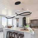 Black Chandeliers for Dining Room Light Fixture Modern Led Pendant Lighting for Kitchen Island Lighting Dimmable with Remote Controller, 3000K-6500K Color Changing