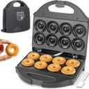 AshGlen 2 Mini Donut Maker Machine, 8 Donut Holes Ceramic Coating Donut Pan for Baking Doughnuts, Doughnut Maker for Mini Donuts, Maquina De Mini Donas, Graphite