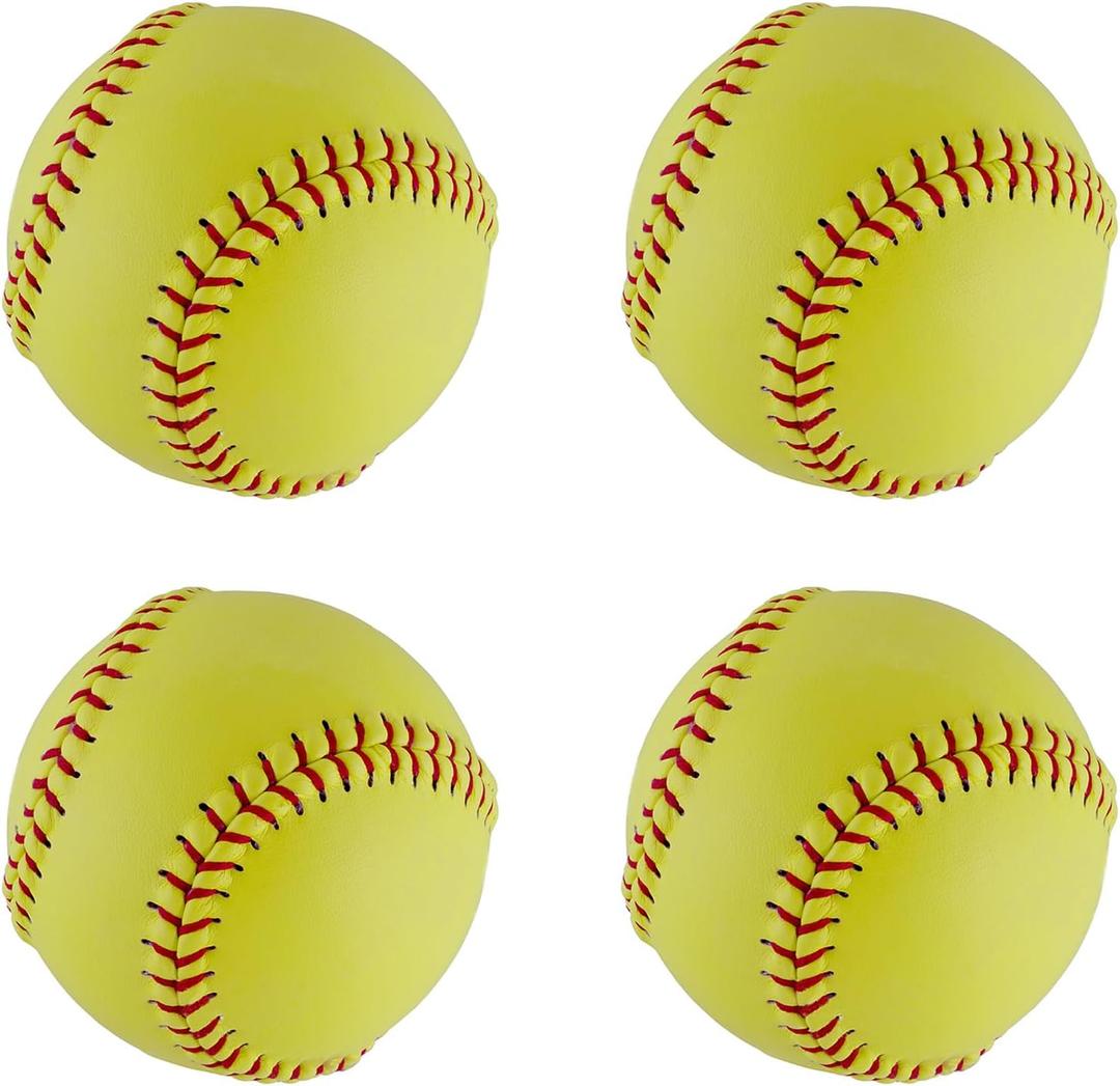 Official Size 12" Softballs - Fastpitch Practice & Training Balls, Leather Covered (4 Softballs)
