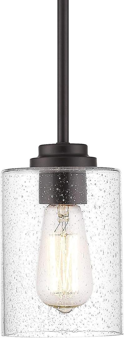 Beionxii Glass Pendant Light | Farmhouse Mini Pendant Lighting for Kitchen Island Dining Room Over The Sink, Oil Rubbed Bronze with Bubble Glass - DMD9002-1H/1PK, 7-1/2" H x 1PCS