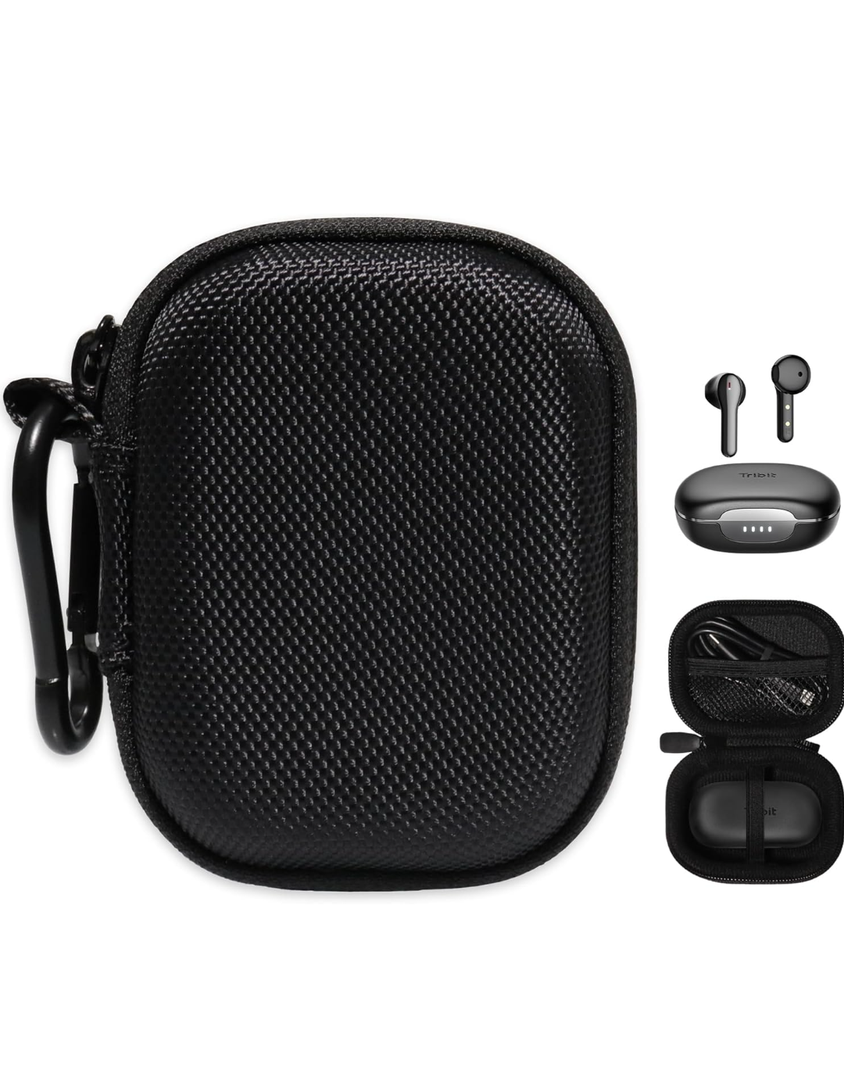 Alltravel True Wireless Earbuds Case Compatible with Tribit FlyBuds C2, C1, C1 Pro Wireless Earbuds, Tribit Earbuds, Bluetooth 5.2 Earbuds (Black)