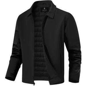 ASPO Men's Winter Jacket Warm Water Resistant Full Zip Windbreaker Lightweight Quilted Jackets Casual Golf Work Coats (Green, L)