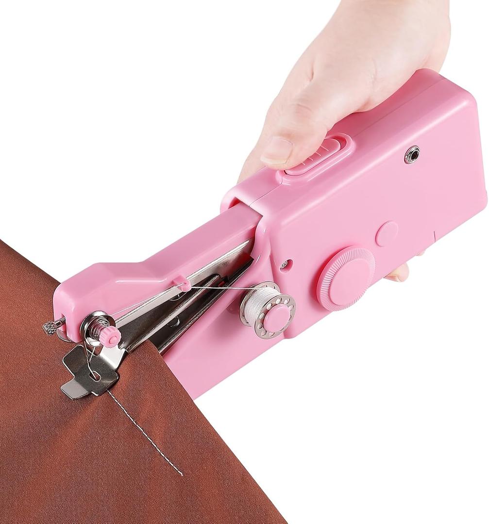 Handheld Sewing Machine for Beginners Portable Electric Pink Hand Held Sewing Machines Kit for Adults Kids Girls 8-12 Mini Samll Included Manual and Accessories Sewing Hem and Quick Stitching