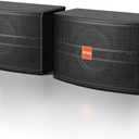 8" Passive Speaker Pair, 800W Peak Power 3-Way Karaoke Speakers, 8 Ohm with MDF Enclosure & Wall Brackets, for Crystal Clear Vocals, Home Entertainment, DJ and PA AudioNeeds Amplifier/Receiver