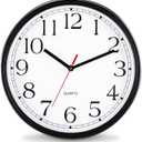 Dicunoy Silent Wall Clock, 12 Inch Black Wall Clocks Quartz Battery Operated, Classic Round Non Ticking Clock for Home Office School Sweep Movement, Easy to Read