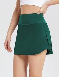 baleaf Women's Pleated Tennis Skirt Golf Skorts for Woman High Waisted Lightweight Athletic Shorts Pockets Green M