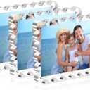 HOUSE DAY Acrylic Picture Frames 5x7 Acrylic Frame, 3 Pack Scalloped Magnetic 5x7 Picture Frame, Double Sided Clear 5 x 7 Photo Frame, Frameless FreeStanding 5 x 7 Picture Frames Gift for Desktop Display