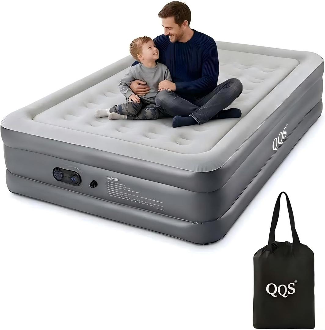 Air Mattress Twin with Built-in Pump, 18'' Raised Inflatable Bed, 660lb Heavy Duty Support Blow Up Mattress with Bag for Guest, Home & Camping