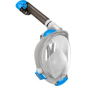 Greatever G2 Full Face Snorkel Mask with Latest Dry Top System,Foldable 180 Degree Panoramic View Snorkeling Mask with Camera Mount,Safe Breathing,Anti-Leak&Anti-Fog (Large/ X-Large, Gray Blue)