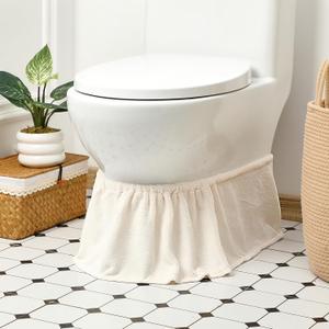 Oudain Toilet Base Wrap Stretchable Non Slip Around Toilet Protector Decorative Hygienic Caulk Cover White Cotton Washable Bathroom Decor for Catching Drips Condensation Dribbles Dust