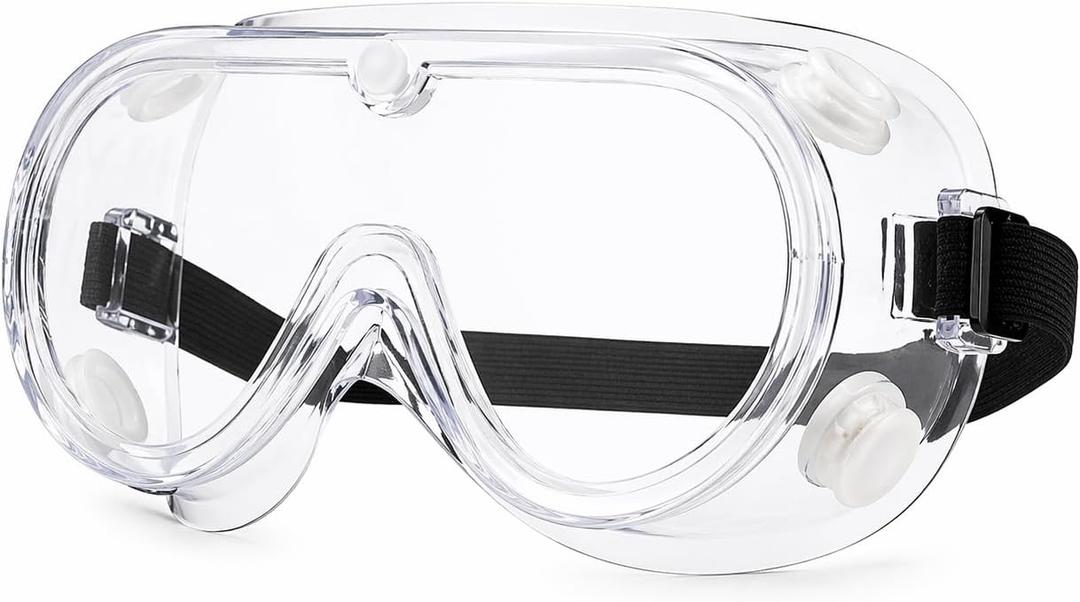 Anti-Fog Safety Goggles, Clear Wide-Vision Protective Eyewear with Adjustable Strap, Chemical Splash & Impact Resistant Eye Protection for Lab, Construction, Cleaning, Woodworking and DIY