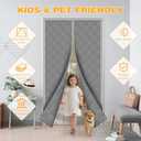 2 x Thermal Door Curtain, Magnetic Insulated Draft Stopper, Windproof Doorway Curtain Cover 32x80 Fits Door Size 30x78, Temporary Insulation Cover for Summer Winter Doorways Gray