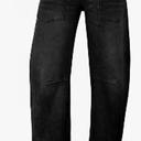 EVALESS Womens Baggy Barrel Jeans High Waisted Wide Leg Boyfriend Denim Ankle Pants, Size 10