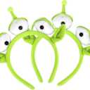 CCINEE 2Pack Alien Plush HeadbandGreen Alien Three-eyed Headband Plush Headwear Hat Accessories for Halloween Party Supply