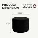 CAIPINFUL 23" Round Velvet Storage Ottoman with Tray
