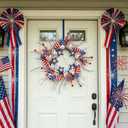 AMF0RESJ 4th of July Wreath Patriotic Wreaths for Front Door with red,White,Blue Glitter Star for Front Door Farmhouse Home Wall Independence Day Decoration