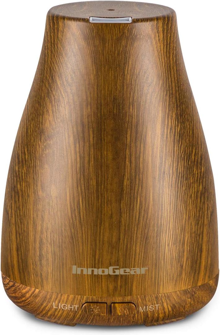 InnoGear Essential Oil Diffuser, Premium 5-in-1 Diffusers for Home Scent Aromatherapy Diffuser Air Desk Humidifier for Bedroom Large Room Office 7 Color LED 2 Mist Mode Waterless Auto Off, Bronze