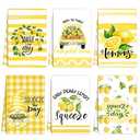 Zubebe 2 Pcs Lemon Kitchen Towels Summer Lemon Dish Towel Set 18 x 28 Inch Ultra Absorbent Yellow Hand Towels Tea Towels for Cooking Baking, Housewarming Gift for Home