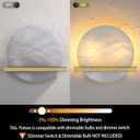 2 Pack 2 Light 10" Naturel Alabaster Marble Bathroom Wall Sconce Modern Concise Style Wall Light Fixture,Gold Finish for Dining Room Bedroom Hallway Bedside