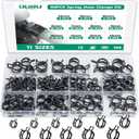 OURU 90PCS 6-16mm Spring Band Hose Clamps Assortment kit, Constant Tension Hose Clamps for Fuel Lines, Silicone Vacuum Hoses, Water Pipe, Low-Pressure Air Clips