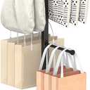 42-48 Inch Adjustable Height Shopping Bag Rack, Heavy Duty Metal T-shaped Grocery Bag Holder for Retail Stores, Large Bag Display Stand for Malls,Vendor,Boutique,Trade Show, 4 Arms,Black