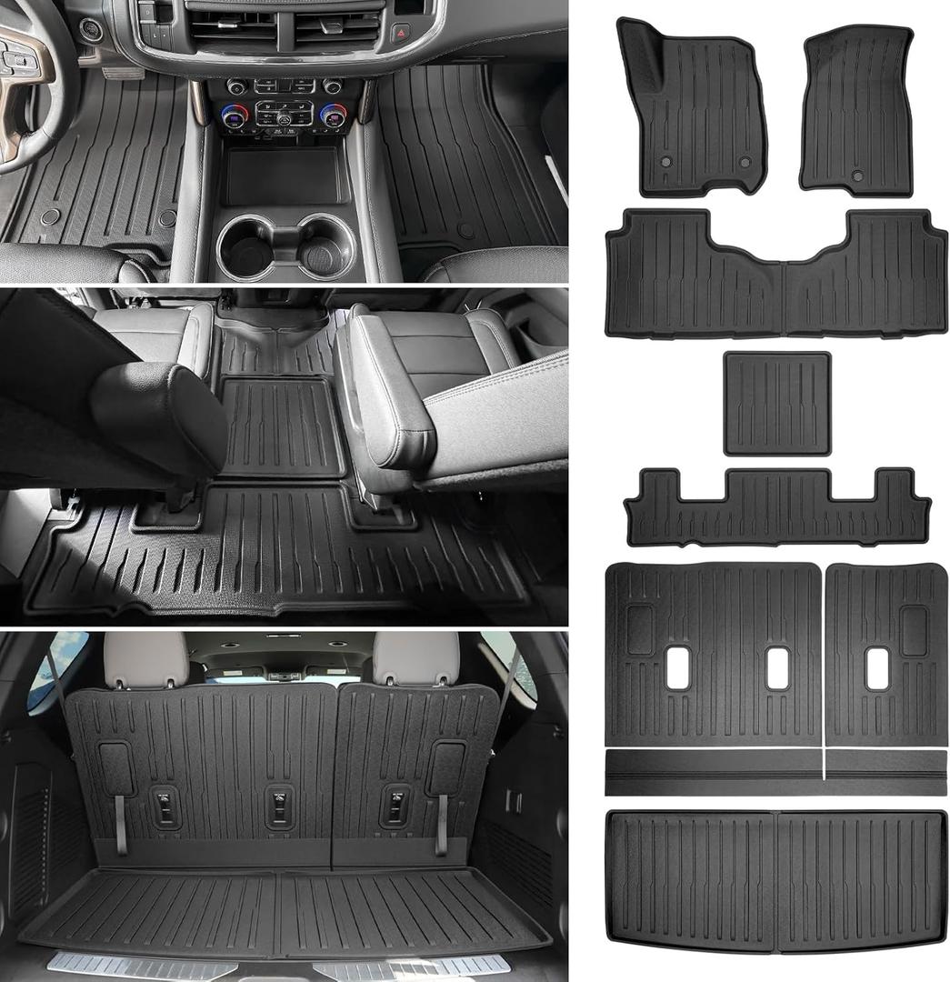 Cargo Mat Floor Mat Fit for Chevy Tahoe 2022-2025 7-Seater Floor Liner Cargo Backseat Protector for 2024 Chevrolet Tahoe Accessories(Cargo Mat+Floor Mat+Seat Back Cover, 22-25 Tahoe 7-Seater)