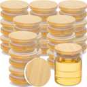 40 Pack Reusable Bamboo Lids with Silicone Rings for Oui Yogurt Jars Yogurt Jar Lids Set, Airtight Wooden Covers for Food Storage (Jars Not Included)