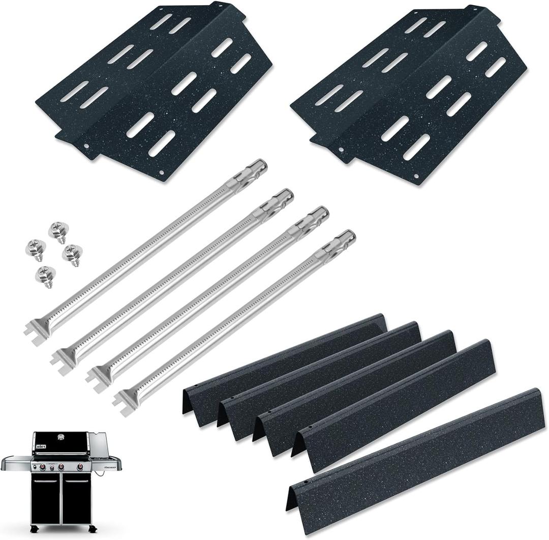 SafBbcue Genesis E330 Parrilla Piezas de Repuesto 7621 Flavorizer Bars 65505 Deflectores de calor para Weber Genesis Weber Genesis E310 S330 EP330 Parrilla Piezas Quemador Sear Control Frontal (Negro -)