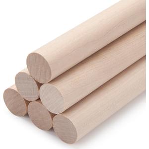 Wooden Dowel Rods Wood Dowels for Crafts, 6 PCS 1 x 15 Round Wooden Sticks for Crafts, Thick Macrame Dowels, Unfinished Hard Wood Sticks for Crafting, Arts and DIYers, Closets and Wedding