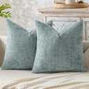 MIULEE Pack of 2 Couch Throw Pillow Covers 20x20 Inch Coastal Light Blue Modern Boho Accent Decorative Pillow Covers Soft Chenille Farmhouse Cushion Covers for Home Decor Bed Sofa Living Room