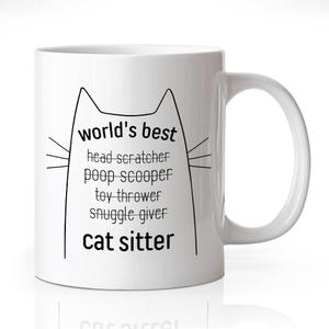 World's Best Cat Sitter Coffee Mug, Funny Cat Theme Mug for Coffee Milk, Birthday Gifts for Pet Lover Cats Sitter Mom Aunt Niece Sister, Appreciation Retirement Gifts for Pet Sitters Caregiver