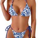 swimall Women's Thong Bikini Set Sexy String High Cut Triangle Swimsuit Two Piece Brazilian Bathing Suit (Medium, 505 - White)