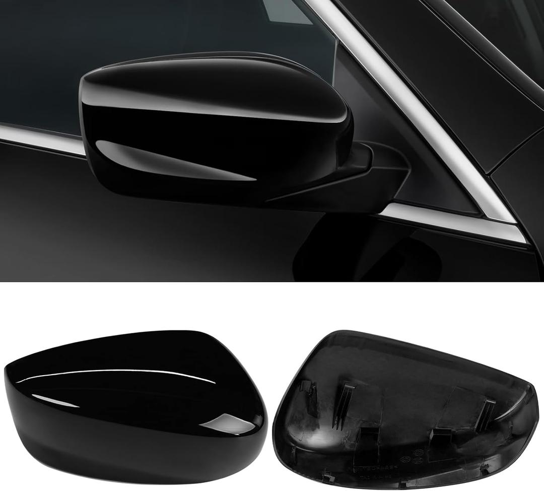 Compatible with Honda Accord Mirror Cover Replacement 2008-2012,8th Gen Accord Sedan Mirror Cap for Right Passenger Side,Clip on,W/O Turn Signal Gap Replace for 76201TVAA31,Glossy Black,1 PCS