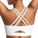 BRXL Sports Bra with Sewn in Pads Light Impact Adjustable Strappy Padded Push Up Sports Bra Criss Cross Back Yoga Workout, Small
