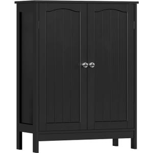 Iwell Bathroom Cabinet, Bathroom Storage Cabinet with 2 Doors & 3 Shelves, 3 Heights Available, for Living Room, Entryway, Kitchen, Home Office, Black, 11.8"D x 23.6"W x 31.5"H