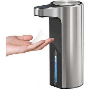 EKO Automatic Foaming Soap Dispenser, Touchless Foam Hand Soap Dispenser for Bathroom and Kitchen, Water-Resistant and Rechargeable, 9 fl oz, Modern Design for Homes and Offices (Stainless)