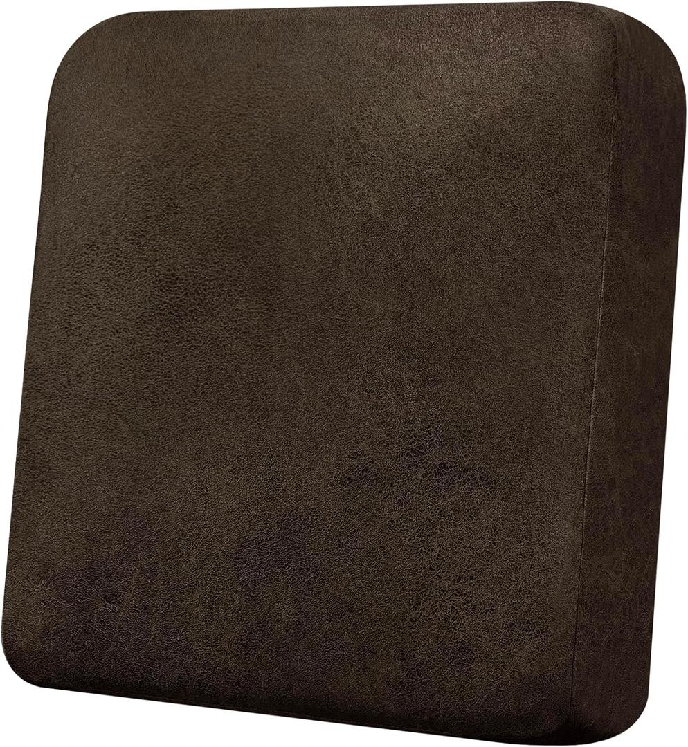 Couch Cushion Cover Leather-Look 1PC Stretch Chair Seat Slipcover for Living Room Individual Armchair Seat Cushion Cover, Pet-Friendly, Non-Slip, Easy Fit - Coffee