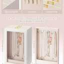 Huquary 3 Layer Vertical Necklace Holder Organizer Box 12.6" x 7.9" x 5", 30 Hooks PU Necklace Storage Box with Clear Lid Necklaces Display Case for Jewelry Organizer Storage Women Gift(White)