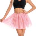 Tutu for Women Adults, 4 Layered Tulle Skirts, Halloween Running Ballet Dance Party Costume Dress (Light Pink)