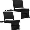 Stadium Seats with Back Support for Bleachers, Folding Bleacher Seat Bleacher Chairs with Back and Cushion, Padded Stadium Chair with Shoulder Strap, 3 Large Mesh Pocket & Carry Handle