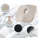 Skechers Seat Cushion Memory Foam,Donut Pillow Office Chair Cushion for Tailbone Pain Relief,Butt Pillow for Office Chair,Car seat Cushion,Long Sitting Office Workers,and Car Drivers,Beige
