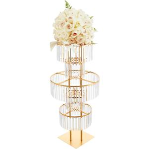 5 Tier Gold Vases Centerpieces Stands 43.3" Tall Crystal Flower Stand Wedding Flower Stand Decor Chandelier Pedestal Stand for Stage