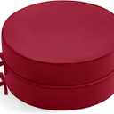 Summsun Outdoor Bistro Chair Cushions Set of 2, 15" D x 3" H Round Chair Cushions Waterproof and Fade Resistant Chair Cushion Pads with Non-Slip Ties and Removable Covers for Garden, Burgundy