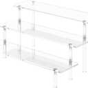 3 Tier Acrylic Display Risers, Large Perfume Organizer Stand, Clear Cupcake Stand Holder, Display Shelves for Figurines, Dessert Shelf for Party, Risers Display Stand for Decoration (1 Pack)