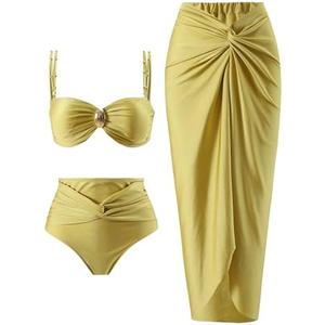 YUNIDMEIM Women's One Piece Swimsuit with Cover up Set Beach Wrap Skirt Retro Bikini Set Two Piece Bathing Suit with Cover up M